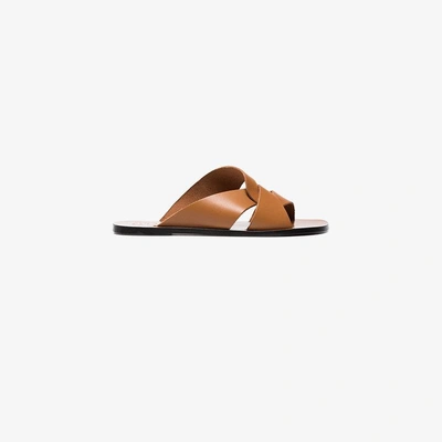 Shop Atp Atelier Brown Allai Leather Sandals