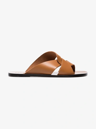 Atp Atelier Brown Allai Leather Sandals In Terra | ModeSens