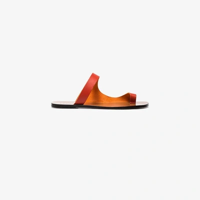 Shop Atp Atelier Lava Red Dina Vacchetta Leather Sandals In Yellow&orange