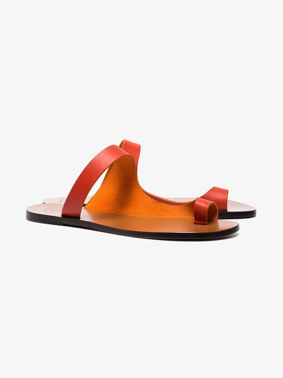 Shop Atp Atelier Lava Red Dina Vacchetta Leather Sandals In Yellow&orange