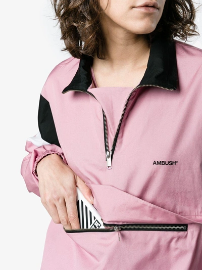 Shop Ambush Oversized Long Sleeve Cotton Track Shirt In Pink&purple