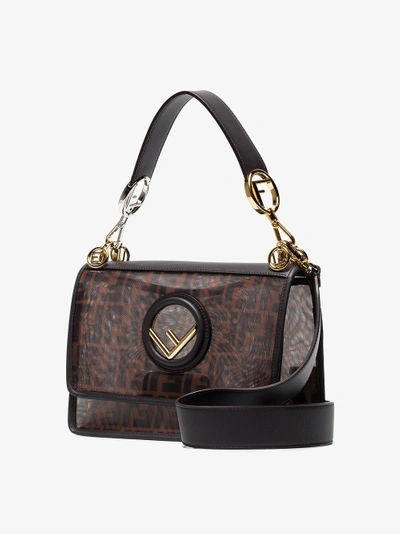 Shop Fendi Kan I F Shoulder Bag In Brown