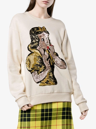 Gucci Oversize Sweatshirt With Sequin Snow White In Neutrals | ModeSens
