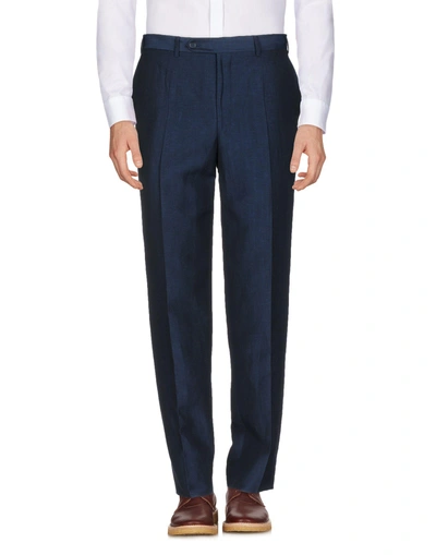 Shop Canali Casual Pants In Dark Blue