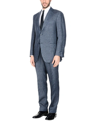 Shop Canali Suits In Slate Blue