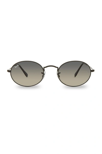 Shop Ray Ban Oval Flat In Black  Nero & Gray Green