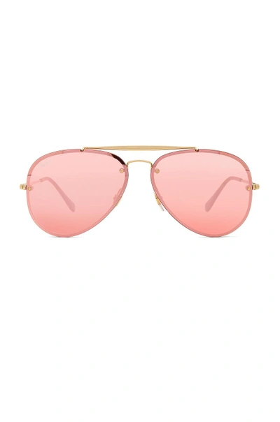 Shop Ray Ban Ray In Gold & Pink Mirror