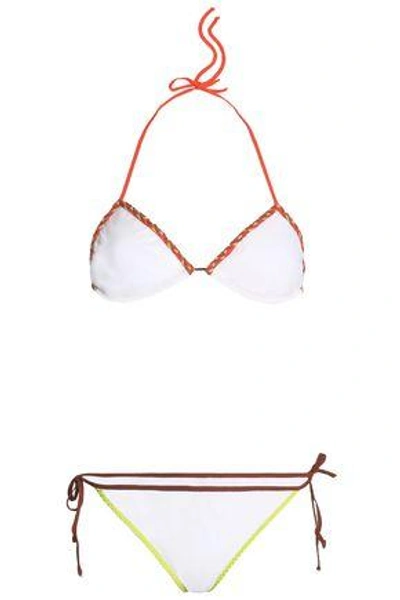 Shop M Missoni Woman Braid-trimmed Triangle Bikini White