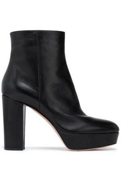 Shop Gianvito Rossi Woman Temple Leather Platform Ankle Boots Black