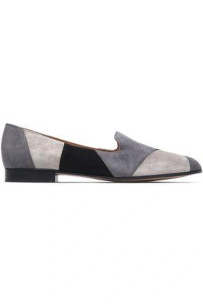 Shop Gianvito Rossi Woman Patchwork Suede Slippers Gray