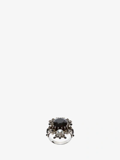 Shop Alexander Mcqueen Ring House Of Skull In Antique Silver