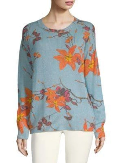 Shop Etro Floral-knit Sweater In Blue