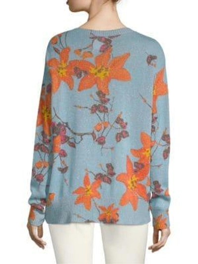 Shop Etro Floral-knit Sweater In Blue