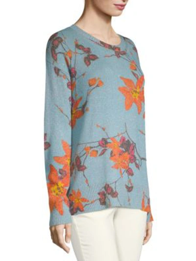 Shop Etro Floral-knit Sweater In Blue