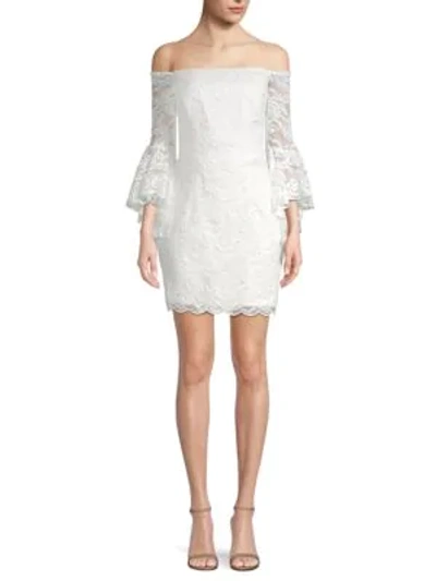 Shop Milly Selena Off-the-shoulder Lace Dress In White