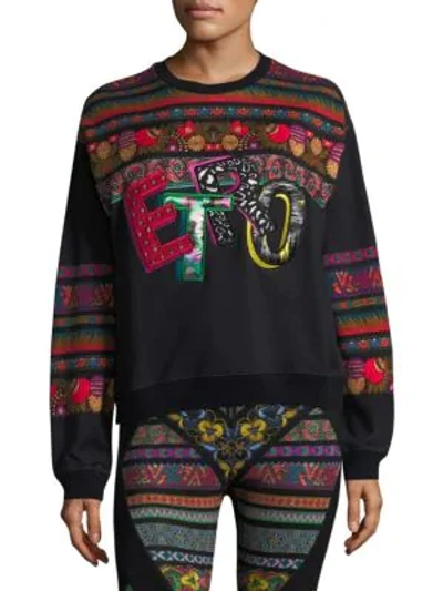 Shop Etro Logo Ribbon Pattern Sweatshirt In Black