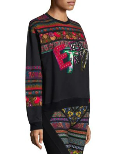 Shop Etro Logo Ribbon Pattern Sweatshirt In Black