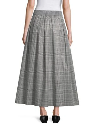 Shop Peserico Checked Cotton Skirt In Grey Multi