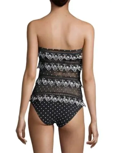 Shop Zimmermann Jaya Scalloped One-piece Swimsuit In Black Dot