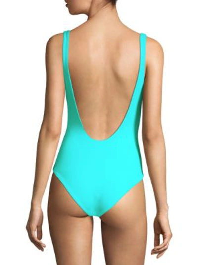 Shop Mara Hoffman Maven Double Tie Front One-piece Swimsuit In Caraibi