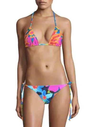 Shop Mara Hoffman Rae Floral String Bikini Top In Blue Multi