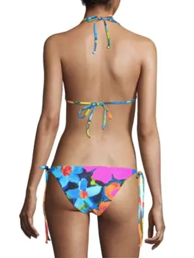 Shop Mara Hoffman Rae Floral String Bikini Top In Blue Multi