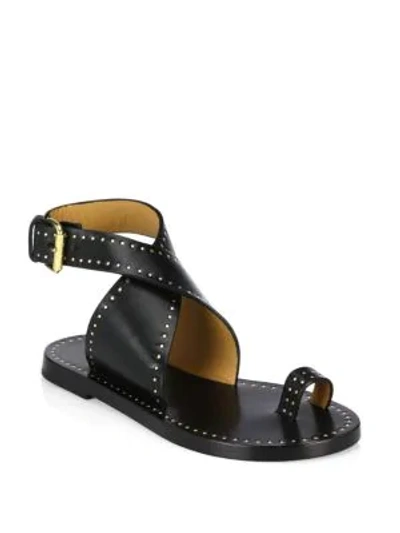 Shop Isabel Marant Jools Studded Wrap Leather Sandals In Black
