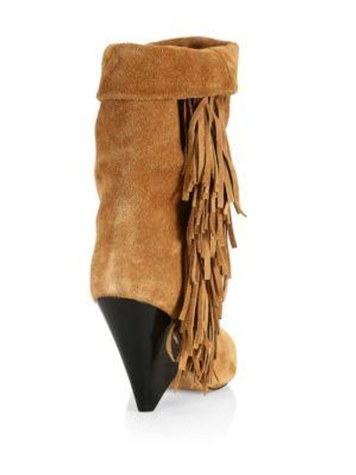 Shop Isabel Marant Lesten Embroidered Suede Boots In Terracotta