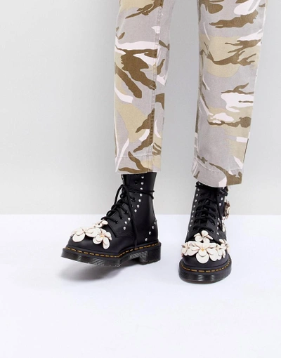 Shop Dr. Martens' 3d Flower Lace Up Boots-black