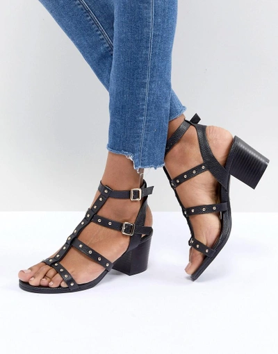 Shop New Look Stud Multi Strap Block Heel Sandal - Black