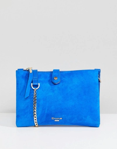 Shop Dune Cross Body Bag In Bright Blue Suede - Blue