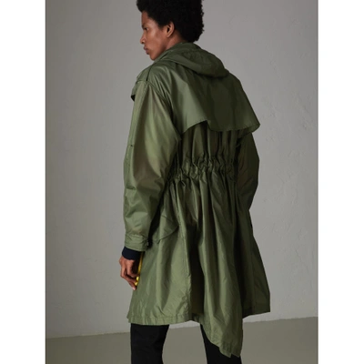 Shop Burberry Oversized Technical Parka In Light Olive