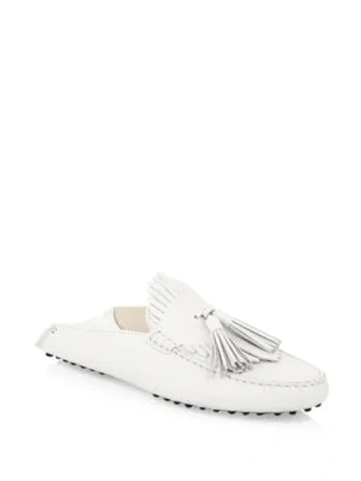 Shop Tod's Gommini Circle Leather Mules In White