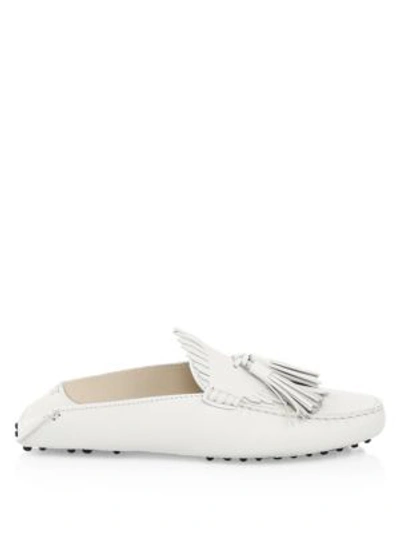 Shop Tod's Gommini Circle Leather Mules In White