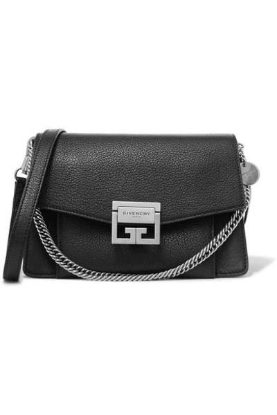Shop Givenchy Gv3 Small Textured-leather Shoulder Bag In Black