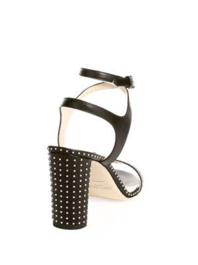 Shop Jimmy Choo Marine Studded Leather Slingback Sandals In Black