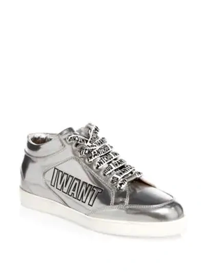 Shop Jimmy Choo Edina Metallic Sneakers In Silver