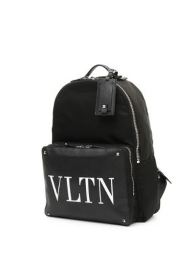 Shop Valentino Leather Logo Back Pack In Black