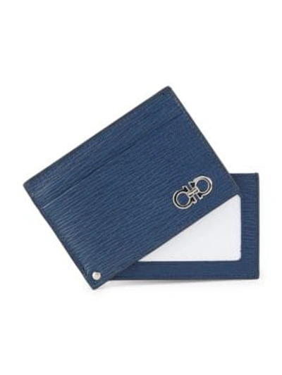 Shop Ferragamo Revival Sliding Window Card Holder In Fjord Blue