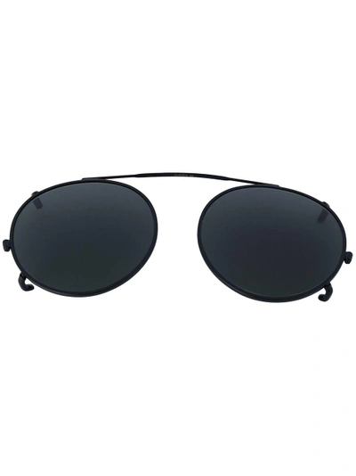 Shop Moscot Clip-on Matte Sunglasses In Black