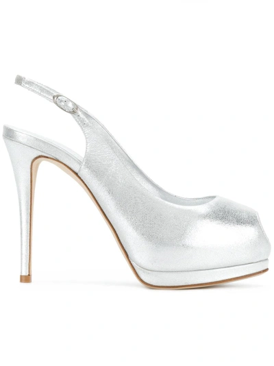 Shop Giuseppe Zanotti Sling Back Pumps In Metallic