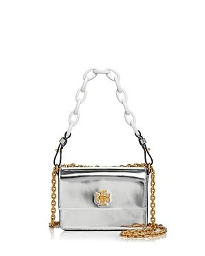 Shop Tory Burch Kira Leather Mini Bag In Silver/gold