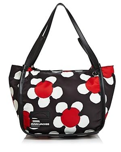 Shop Marc Jacobs Floral Print Sport Tote In Red Multi/silver