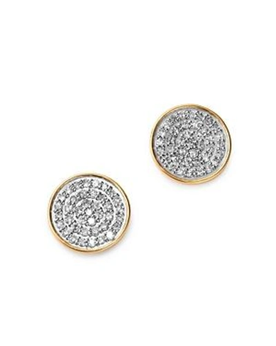 Shop Adina Reyter 14k Yellow Gold Pave Diamond Large Disc Stud Earrings In White/gold