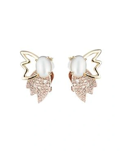 Shop Alexis Bittar Simulated Pearl & Pave Drop Earrings In Gold/rose Gold