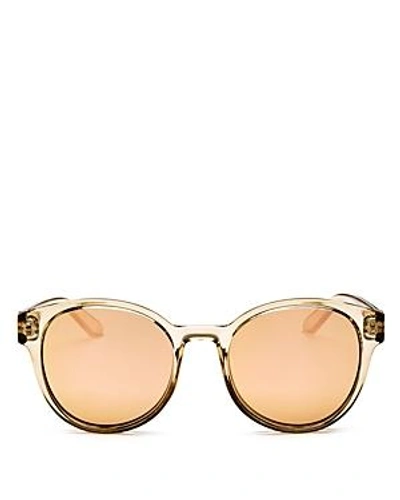 Shop Le Specs Women's Paramount Mirrored Round Sunglasses, 53mm In Tan/brass