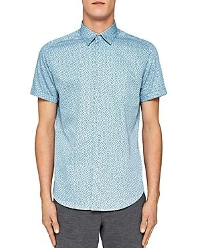 Shop Ted Baker Narnar Geo Regular Fit Button-down Shirt In Blue