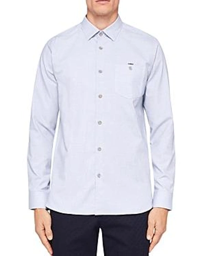Shop Ted Baker Stapal Textured Regular Fit Button-down Shirt In Blue