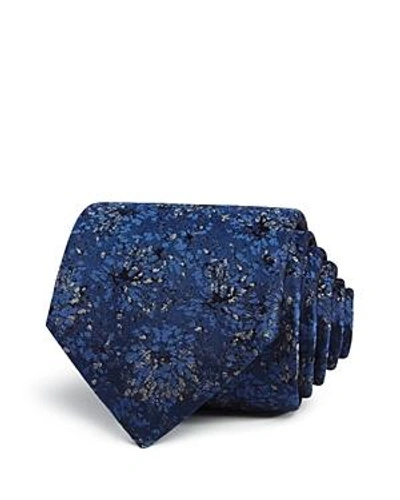 Shop Lanvin Woven Floral Classic Tie In Navy