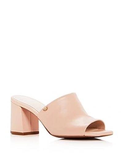 Shop Cole Haan Women's Daina Leather High Block-heel Slide Sandals In Canyon Rose